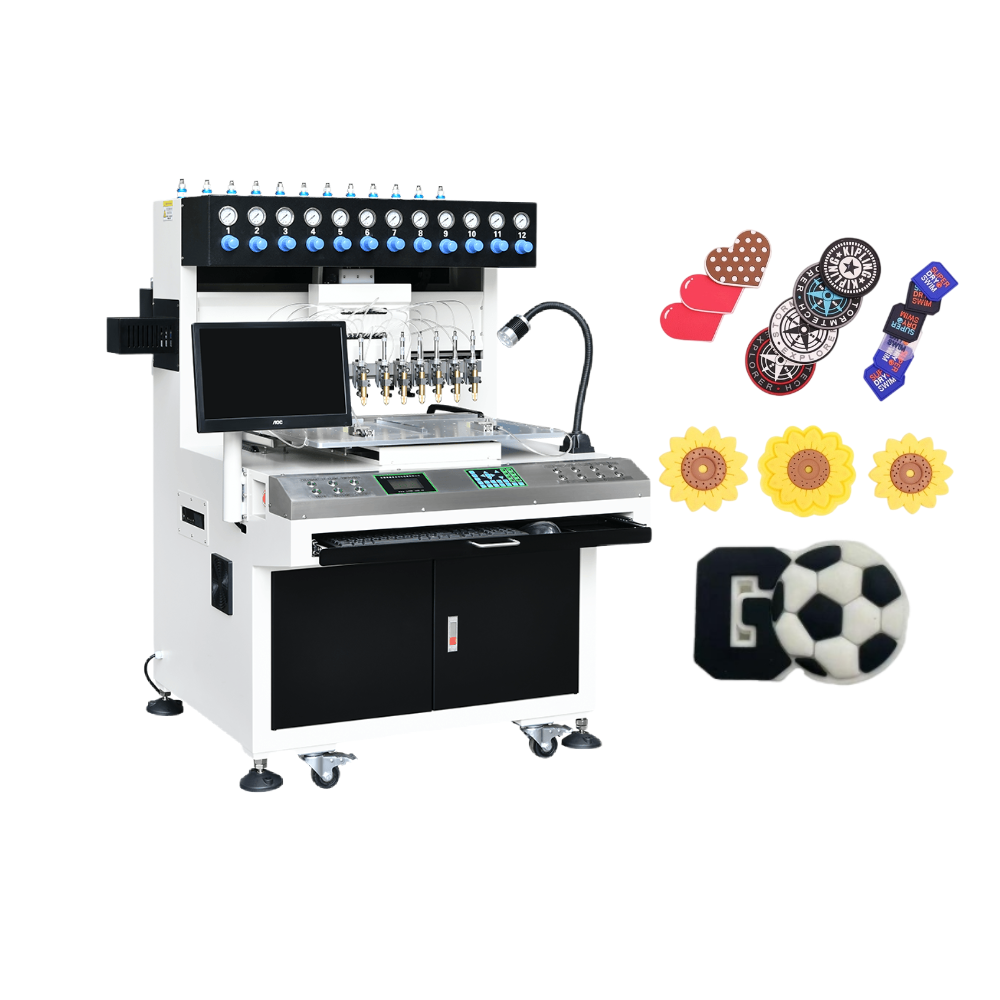 creative heart shaped flag soft pvc keychain filling machine